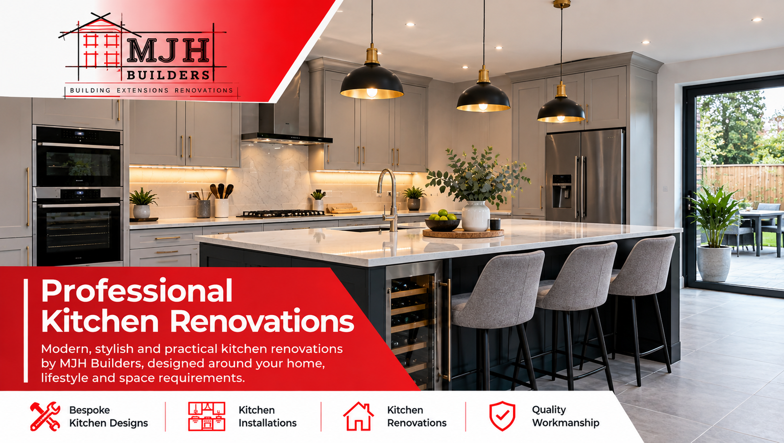 Professional kitchen renovation by MJH Builders